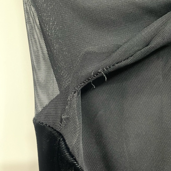 Vintage Union Made USA Black Velvet Mesh Front Long Sleeve Dress Size 14 - Picture 12 of 15